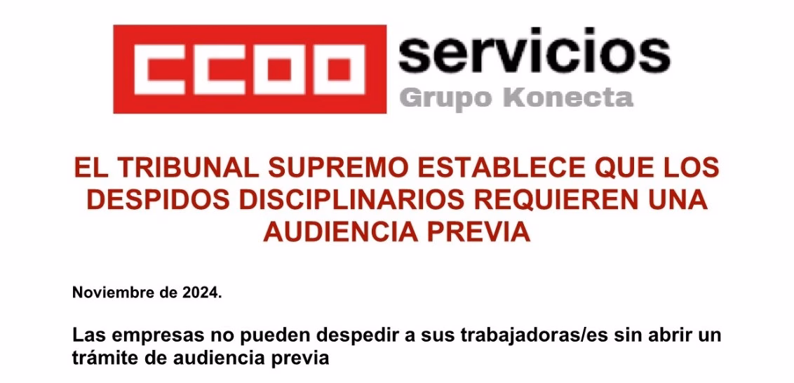 EL TRIBUNAL SUPREMO ESTABLECE QUE LOS DESPIDOS DISCIPLINARIOS REQUIEREN UNA AUDIENCIA PREVIA