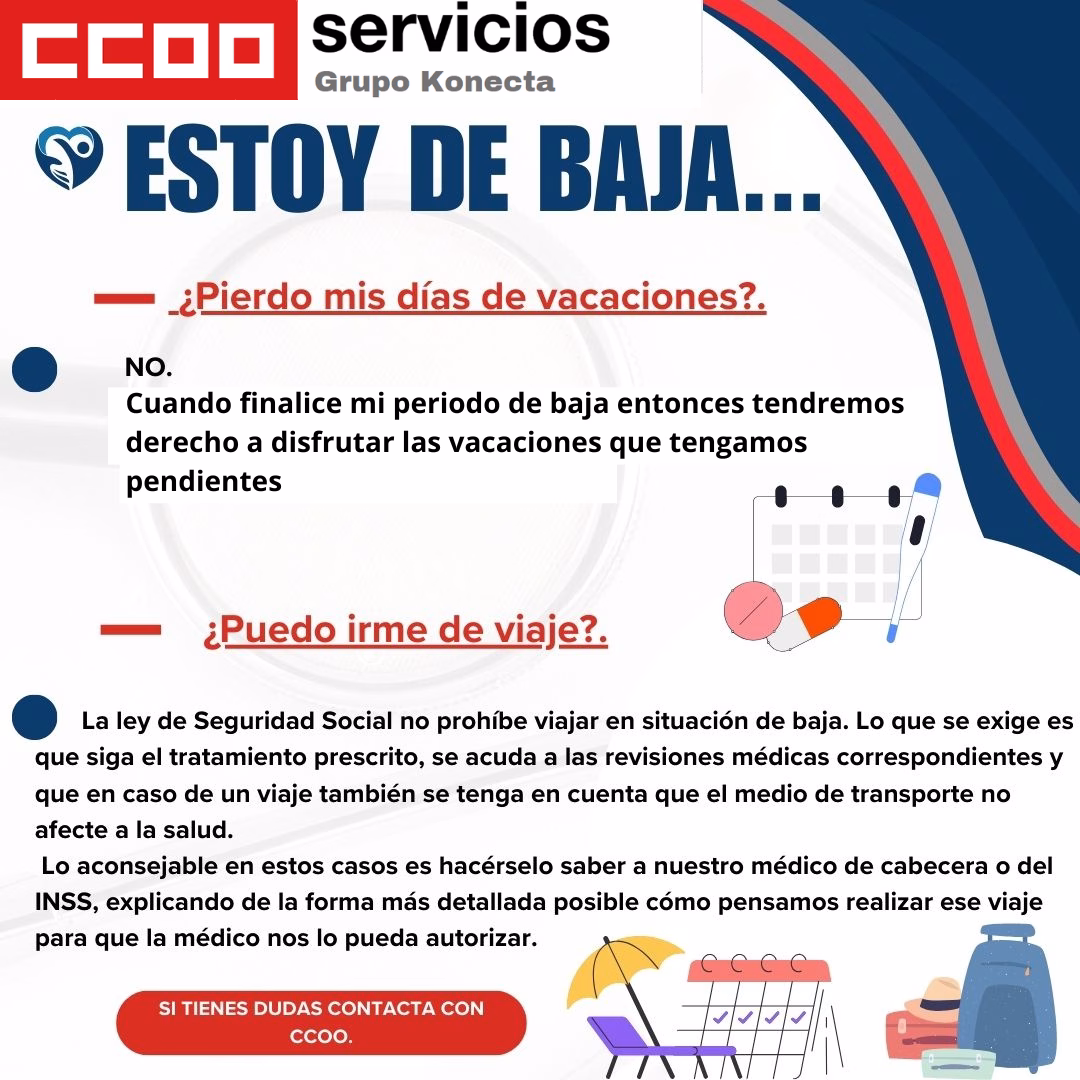BAJA MÉDICA Y VACACIONES: CCOO RESUELVE TUS DUDAS